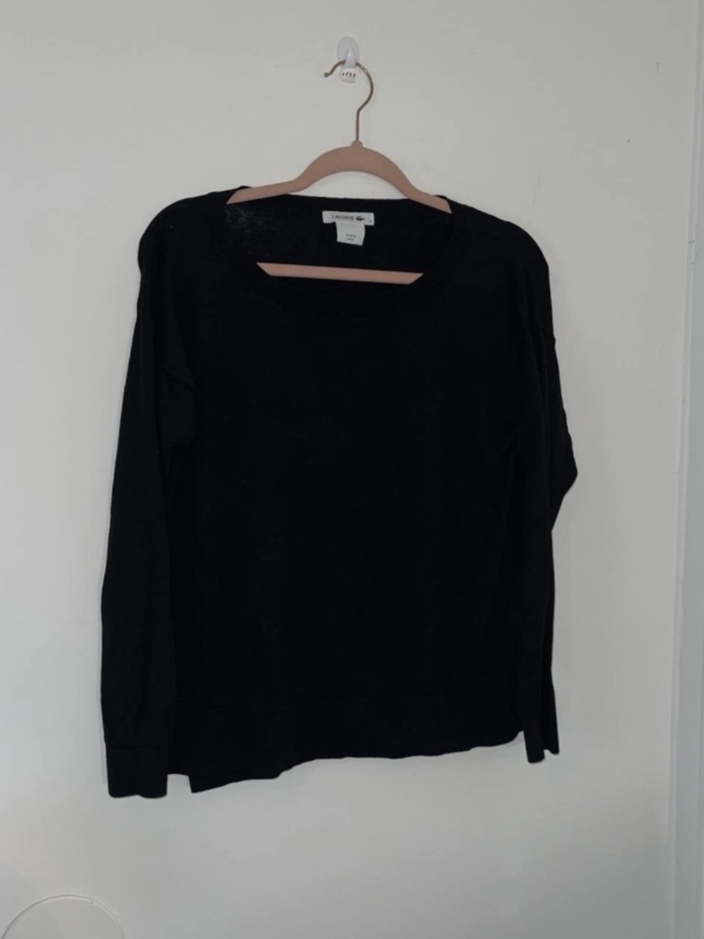 Lacoste Women’s Black Silk Cotton Light Sweater M Quiet Luxury Minimalist